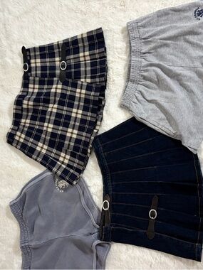 Brandy Melville Skirt and Shorts Lot Navy Plaid and Navy Pleated Mini Skirts